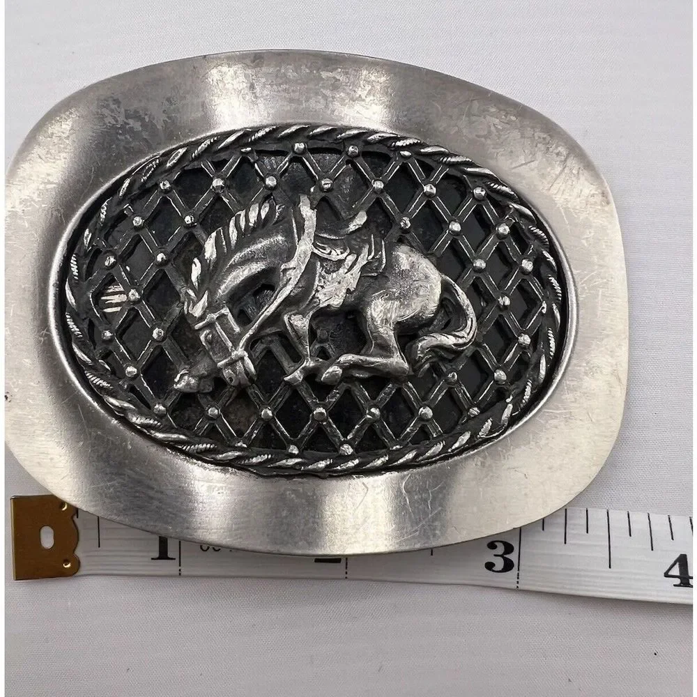 Reining Western Belt Buckle‎ Rodeo Silver And Black
